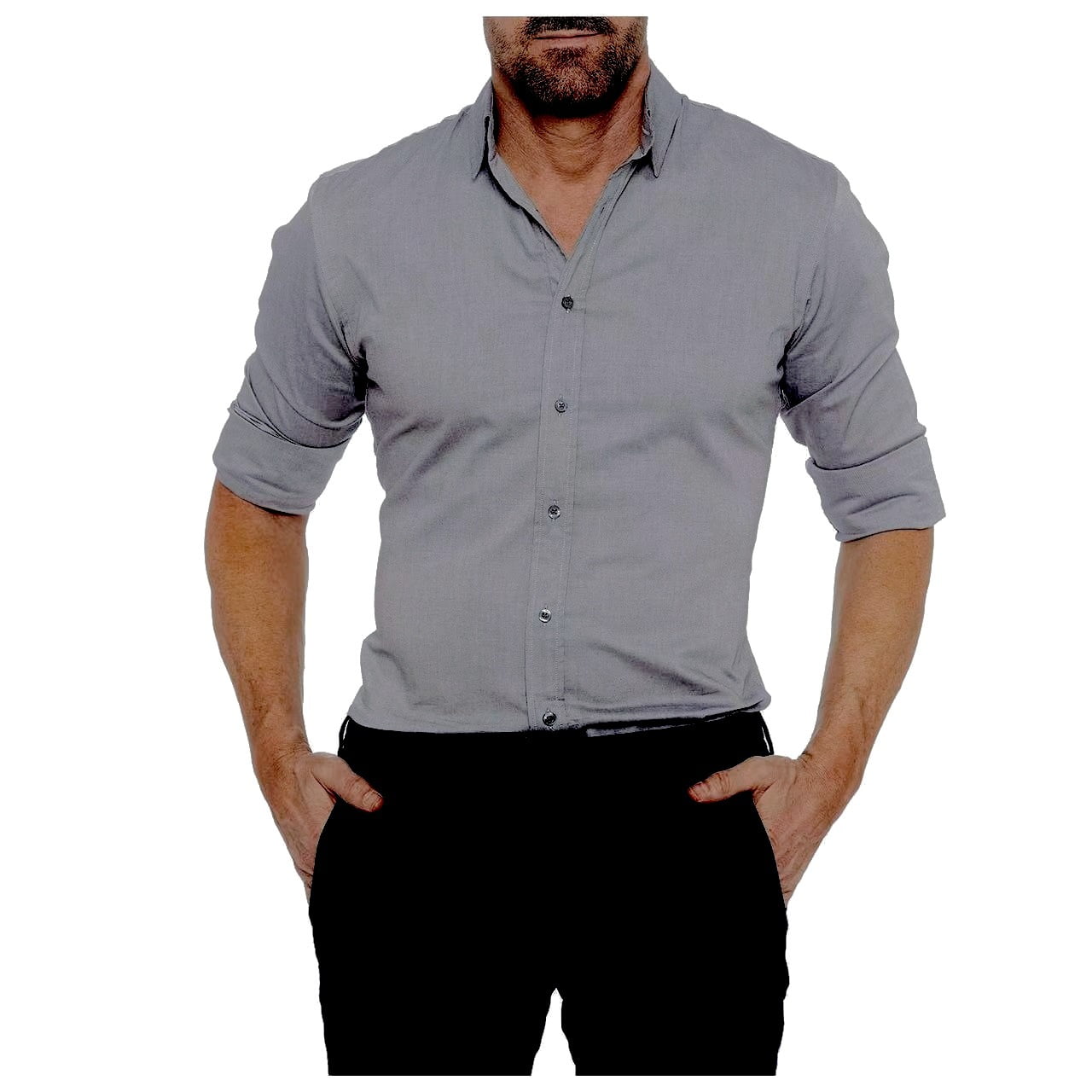 Plus Size Men's Zip Shirt Hidden Zipper Fake Buttons Oxford Cotton ...