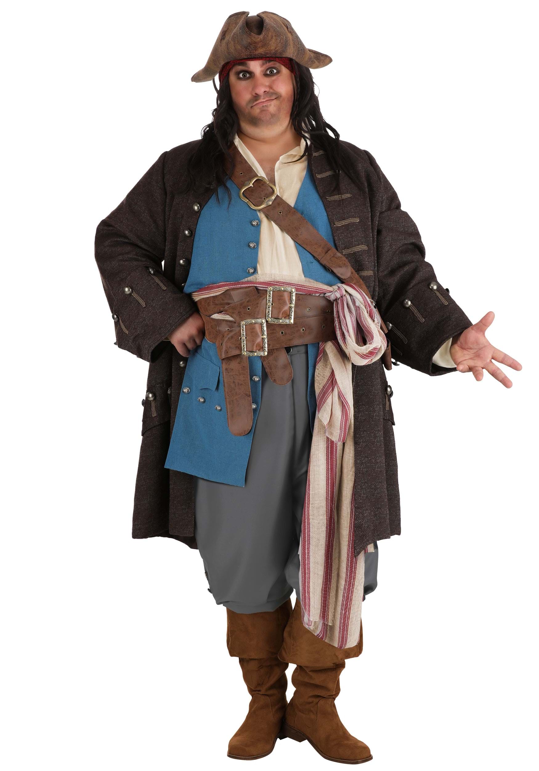 Gilet Pirate Jack Sparrow — Costume Déguisement, 19 Boutons, Poches Fonctionnelles