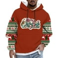 thumbnail image 1 of Plus Size Mens Christmas Hooded Xmas Tree Elk Print Color Block Long Sleeve Sweatshirt with Kangaroo Pocket, 1 of 4