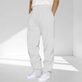 thumbnail image 1 of Plus Size Mens Sweatpants with Pockets - Drawstring Casual Open Bottom Athletic Joggers - Loose Fitting Gym Workout Running Pants White 4XL, 1 of 5
