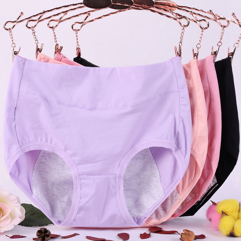 Plus Size Menstrual Period Underwear for Women Mid Waist Cotton Postpartum Ladies Panties Briefs