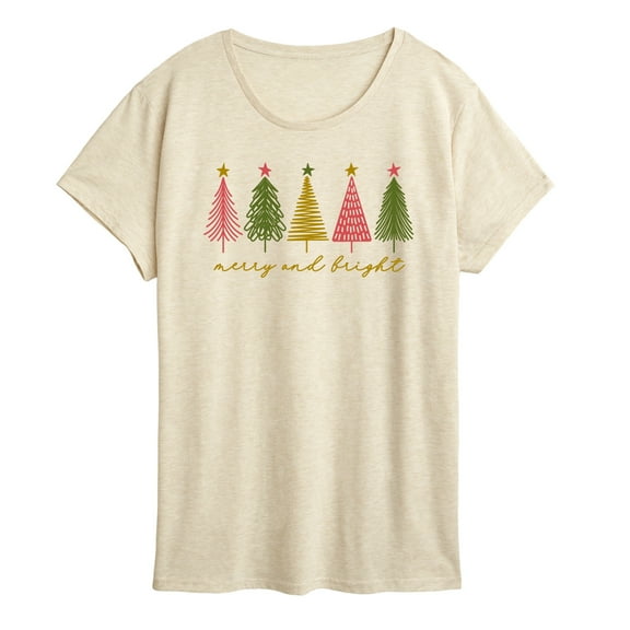 Instant Message - Merry And Bright Christmas Trees - Women's Short Sleeve Graphic T-shirt