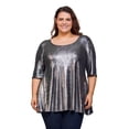 thumbnail image 1 of Plus Size Metallic Scoop Neck Flared Tunic Top, 1 of 8
