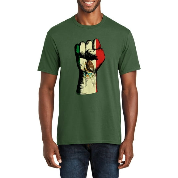 Plus Size Mexican Fist Graphic Men's Fan Favorite Crew Neck Tee Shirt - Olive XL