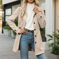thumbnail image 1 of Plus Size Mid Length Trench Coat For Autumn Winter With Notched Lapel And Button Closure (Beige S), 1 of 5