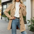 thumbnail image 1 of Plus Size Mid Length Trench Coat For Autumn Winter With Notched Lapel And Button Closure (Khaki M), 1 of 5