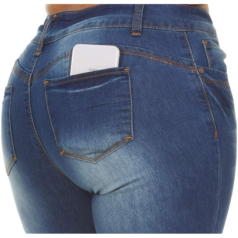 Plus Size Mid Rise Skinny Jeans Classic Basic Blue Plus Size 16 in