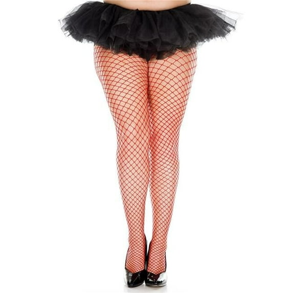 Plus Size Mini Diamond Net Spandex Pantyhose, Red