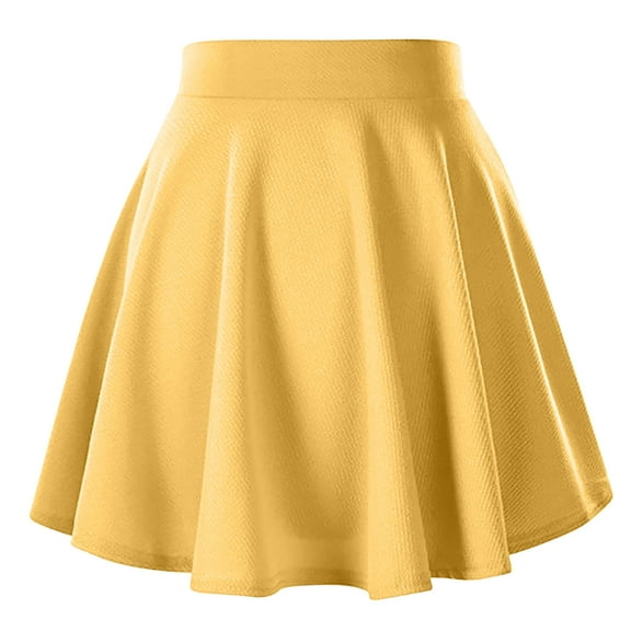 Plus Size Mini Skirts for Women Pleated Ruffle High Waist Solid Color Short Skirt Club Wear Streetwear