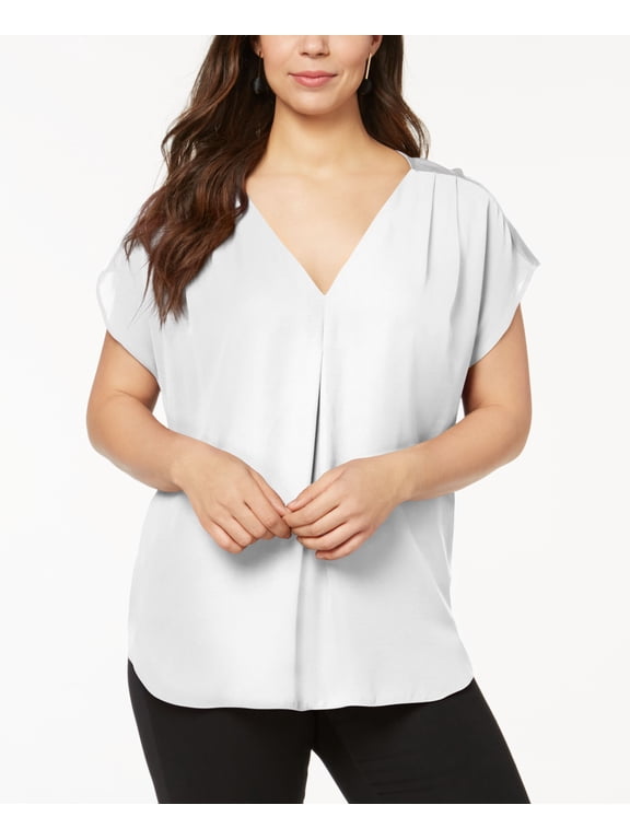 Plus Size Mixed Media Dolman Sleeve Top Windsor White 0X
