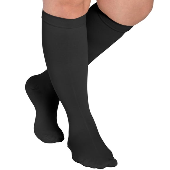 Plus Size Mojo Women and Men Compression Knee High 20-30mmHg Black 2X-Large