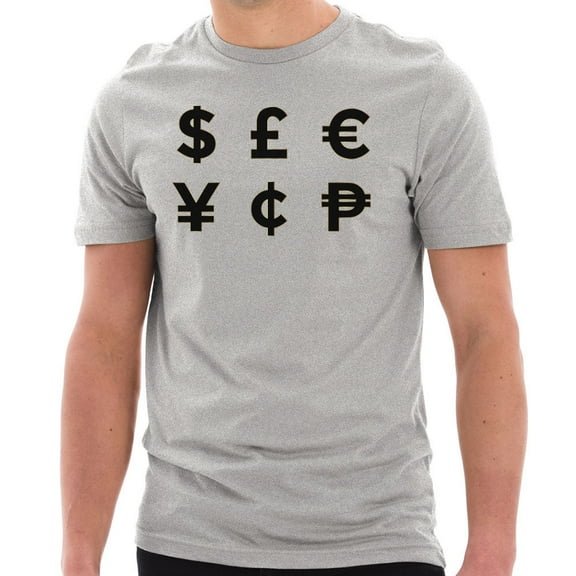 Plus Size Money Symbols Graphic Design Short Sleeve Cotton Jersey T-Shirt - Heather Grey 3XL