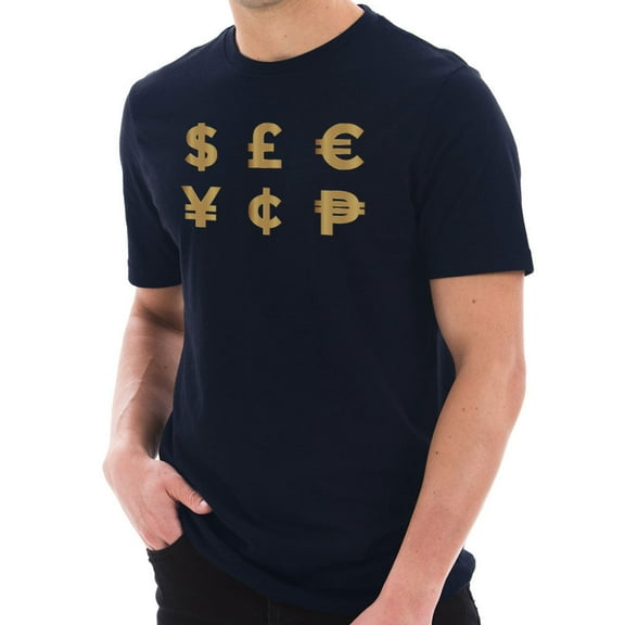 Plus Size Money Symbols Graphic Design Short Sleeve Cotton Jersey T-Shirt - Navy XL