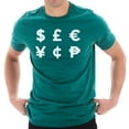 thumbnail image 1 of Plus Size Money Symbols Graphic Design Short Sleeve Cotton Jersey T-Shirt - Teal XL, 1 of 4