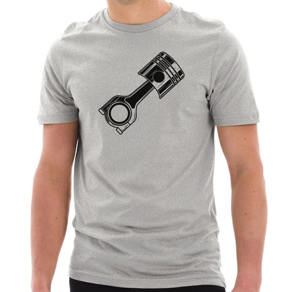 Plus Size Motor Piston Symbol Graphic Design Short Sleeve Cotton Jersey T-Shirt - Heather Grey XL