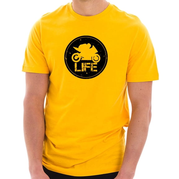 Plus Size Motorbike Life Graphic Design Short Sleeve Cotton Jersey T-Shirt - Taxi Gold XL