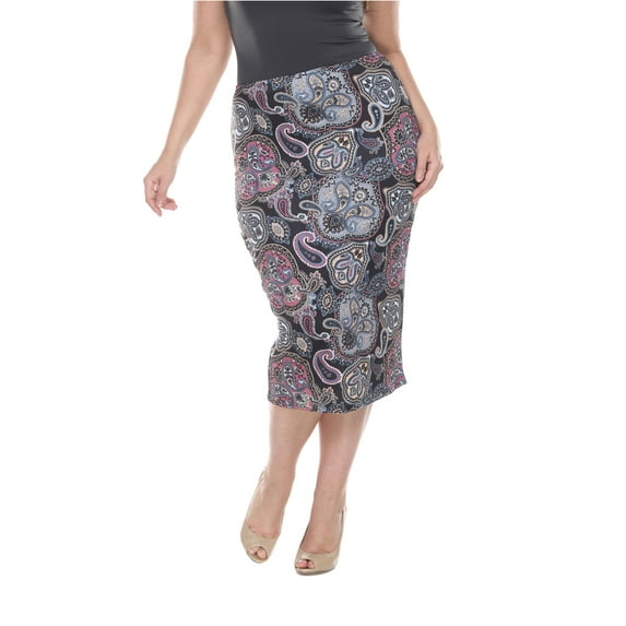 Plus Size Multi Color Paisley Print Jordan Pencil Skirt