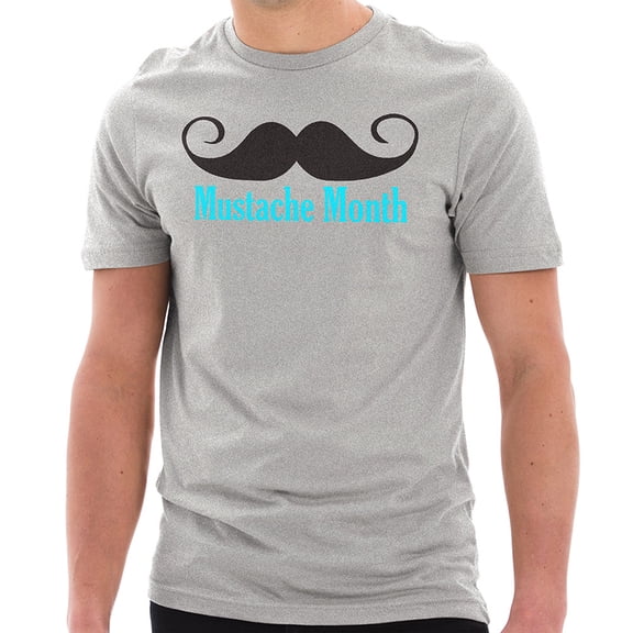 Plus Size Mustache Month Graphic Design Unisex Ring Spun Combed Cotton Short Sleeve Deluxe Jersey T-Shirt - Heather Grey 3XL