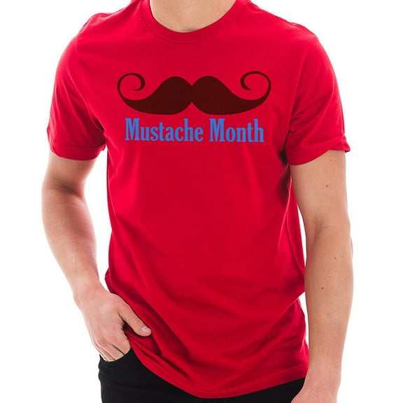 Plus Size Mustache Month Graphic Design Unisex Ring Spun Combed Cotton Short Sleeve Deluxe Jersey T-Shirt - Red 2XL