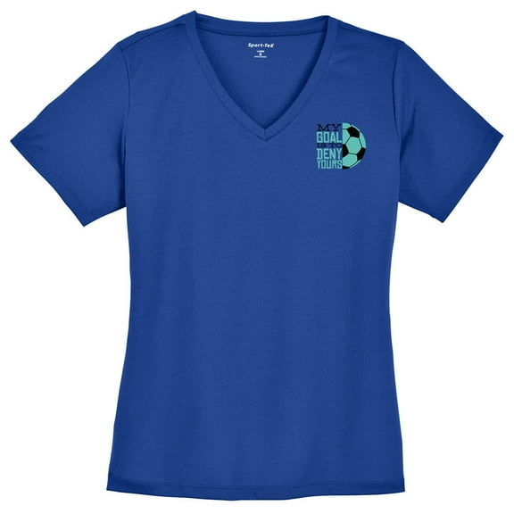 Plus Size My Goal Graphic Design Ladies Big Size Mesh V-Neck T-Shirt - True Royal 4XL