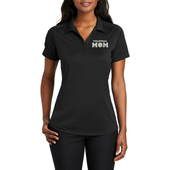 Plus Size My Volleyball Mom Graphic Design Ladies Port Authority Diamond Jacquard Polo Shirt - Black 2XL