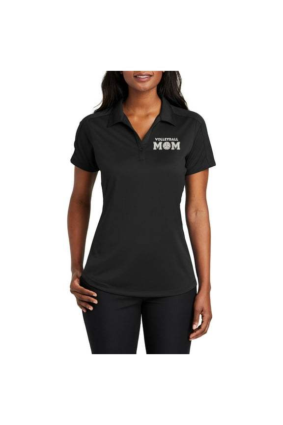 Plus Size My Volleyball Mom Graphic Design Ladies Port Authority Diamond Jacquard Polo Shirt - Black 3XL