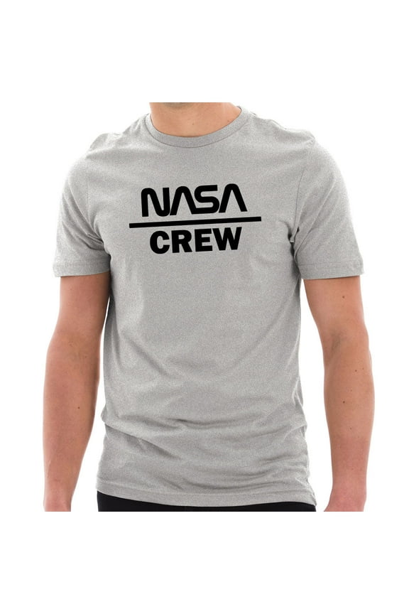 Plus Size NASA Crew DTG Designed Unisex Short Sleeve Cotton Jersey T-Shirt - Heather Grey 2XL