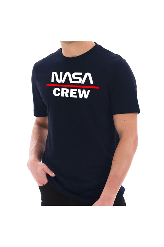 Plus Size NASA Crew DTG Designed Unisex Short Sleeve Cotton Jersey T-Shirt - Navy XL