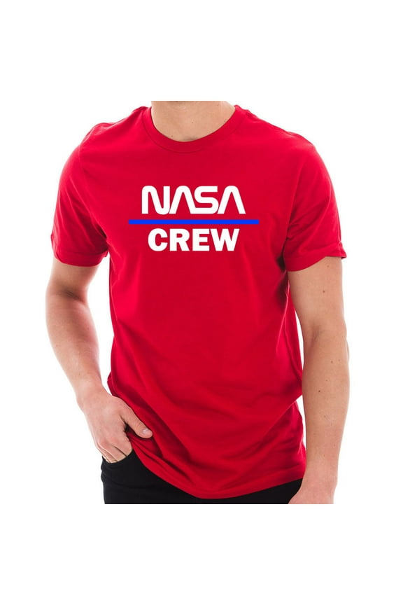 Plus Size NASA Crew DTG Designed Unisex Short Sleeve Cotton Jersey T-Shirt - Red 2XL