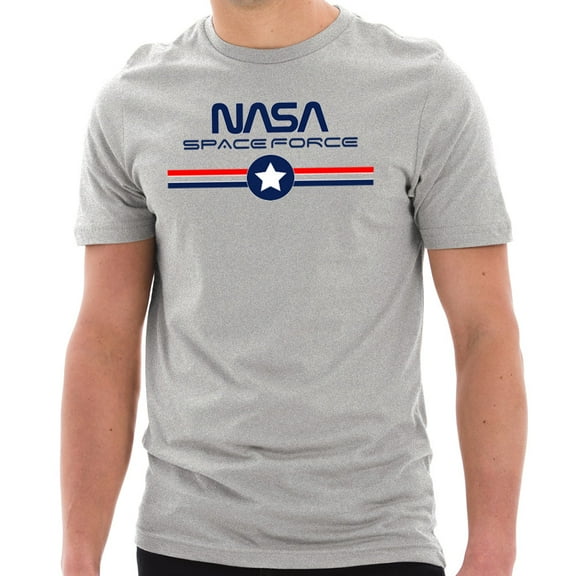 Plus Size NASA Space Force Stripes Designed Short Sleeve Cotton Jersey T-Shirt - Heather Grey 3XL