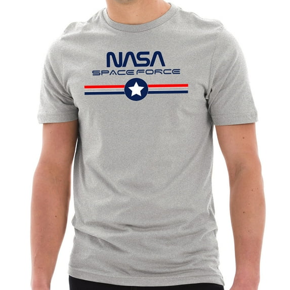Plus Size NASA Space Force Stripes Designed Short Sleeve Cotton Jersey T-Shirt - Heather Grey XL