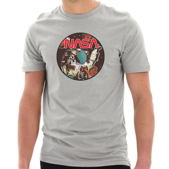 Plus Size NASA Space Journey Designed Unisex Short Sleeve Cotton Jersey T-Shirt - Heather Grey 3XL