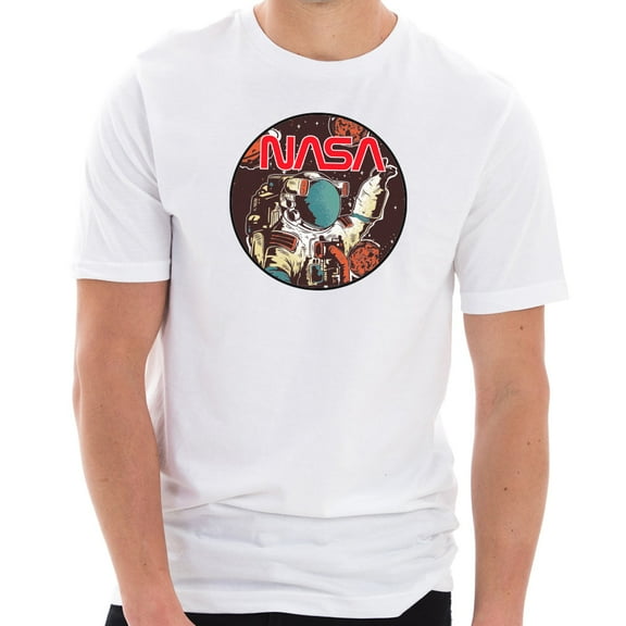 Plus Size NASA Space Journey Designed Unisex Short Sleeve Cotton Jersey T-Shirt - White 3XL