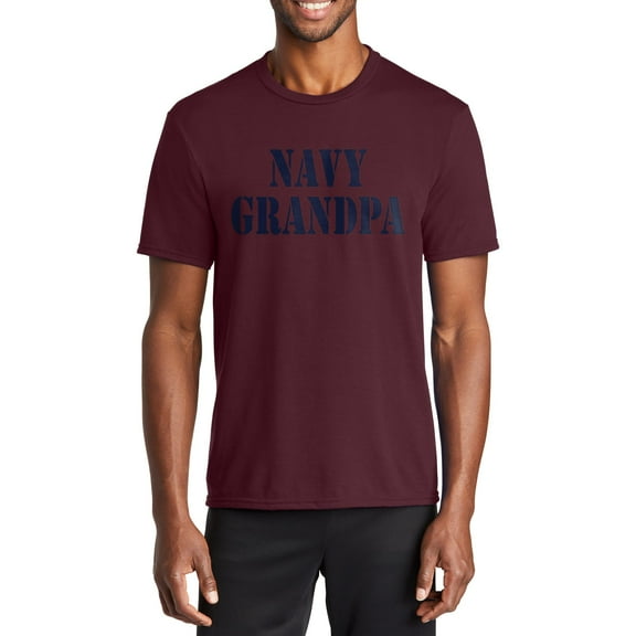 Plus Size Navy Grandpa Stencil Graphic Men's Fan Port & Company Performance Blend Crew Neck T-Shirt - Athletic Maroon XL