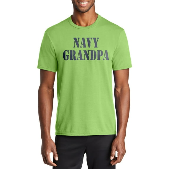 Plus Size Navy Grandpa Stencil Graphic Men's Fan Port & Company Performance Blend Crew Neck T-Shirt - Lime 4XL