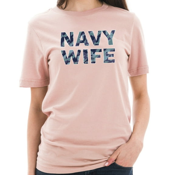 Plus Size Navy Wife Graphic Design Unisex Short Sleeve Cotton Jersey T-Shirt - Pale Pink XL