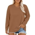 thumbnail image 1 of Plus Size Neck T Shirts Women Long Sleeve Tops Casual Summer Tshirts Loose Fit Tee Coffee Women Blending Shirts Women's Long Sleeve T-Shirt(XXXXXL), 1 of 6