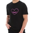 thumbnail image 1 of Plus Size Neon Love Heart Logo Cotton Short Sleeve Graphic Shirt - Black XL, 1 of 4