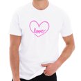 thumbnail image 1 of Plus Size Neon Love Heart Logo Cotton Short Sleeve Graphic Shirt - White 3XL, 1 of 4