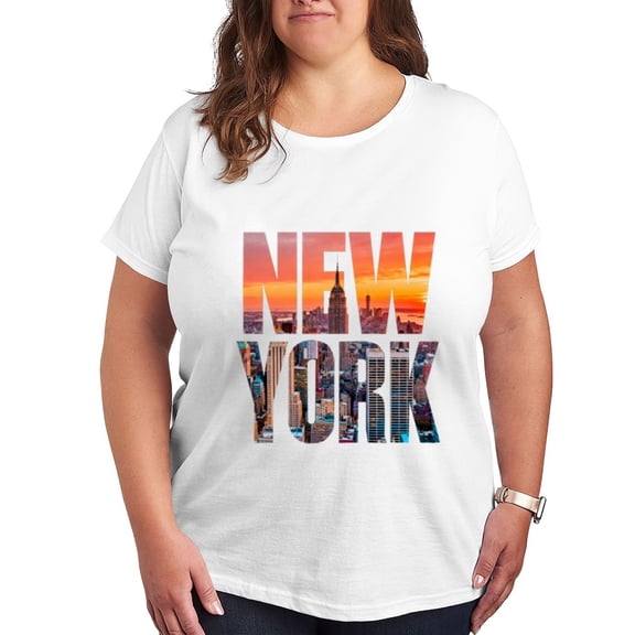 Plus Size New York Graphic Women Tshirt Oversized Tees Short Sleeve Casual Tee Trendy T-shirt