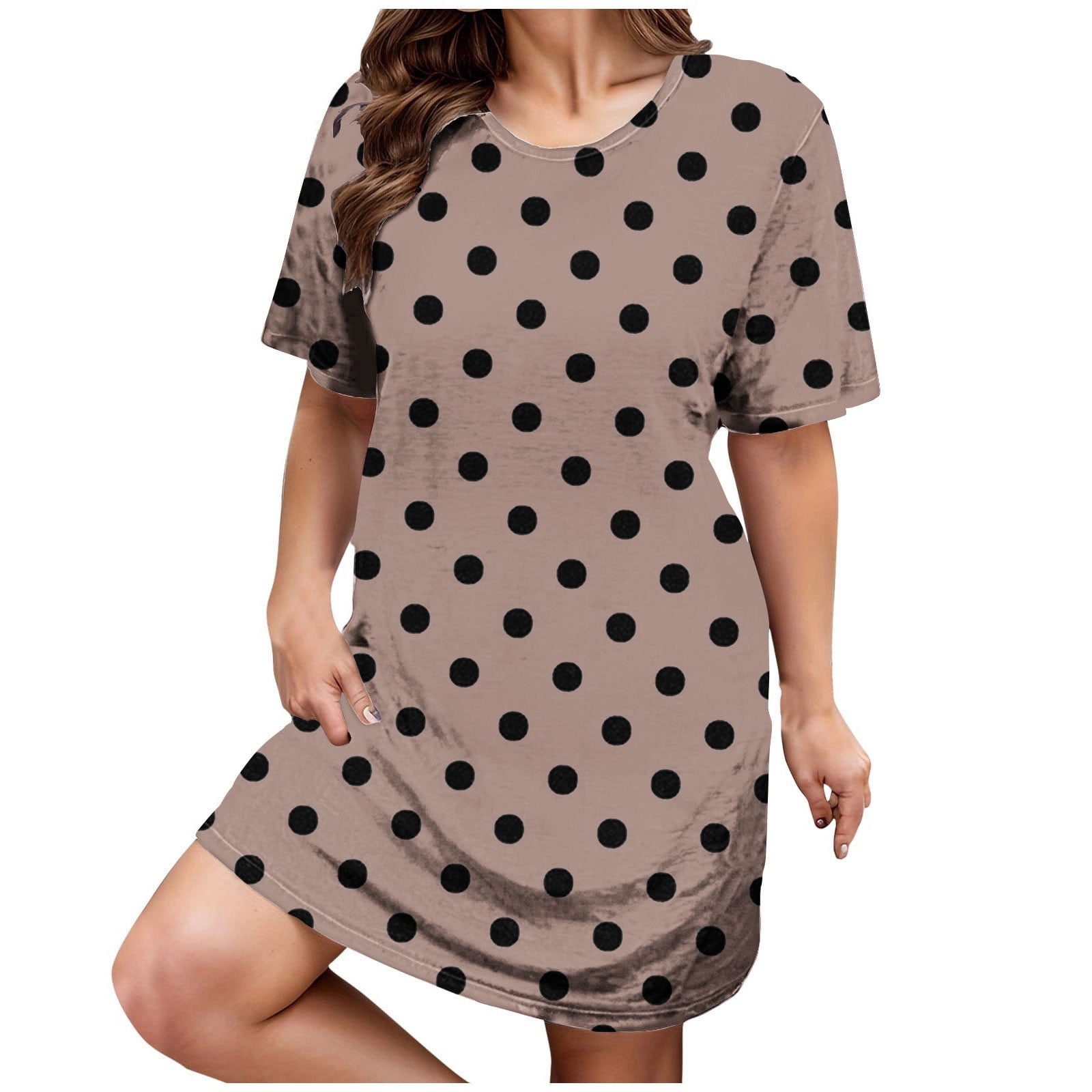 Plus Size Nightgown for Women Short Sleeve Cotton Nightdress Oversized ...