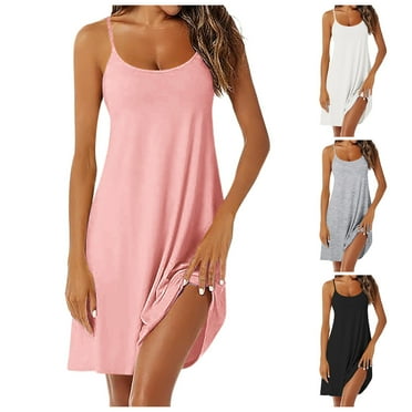 Plus Size Nightgowns Women Sleeveless Nightgown Neck Pajama Dress Racerback Sleep Dress Chemise Sleep Dress Women Pink L