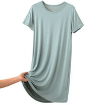Plus Size Nightgowns for Women Casual Home Leisure Short Sleeve Crewneck Sleep Dress Sleepwear Light Green 3XL
