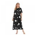 thumbnail image 1 of Plus Size Nightgowns for Women Short Sleeve Crewneck Night Dress Starry Sky Printed Loose Nightshirt Full Length Night Gowns with Pockets, L-5XL, 1 of 6