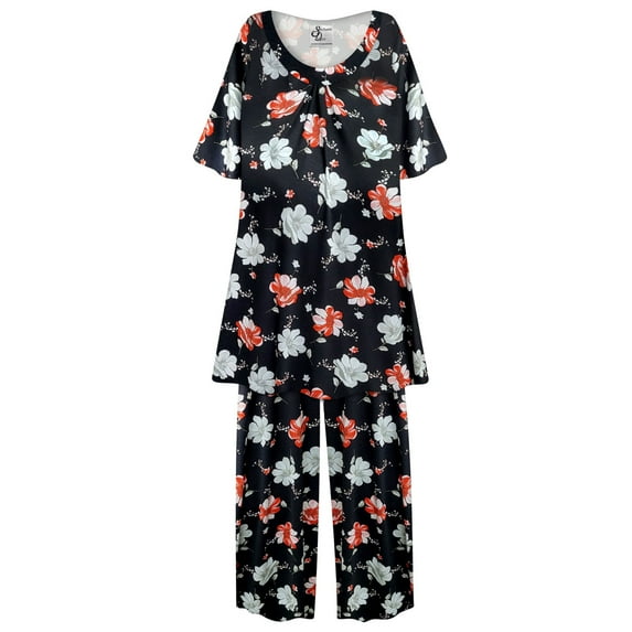 Plus Size Nightgowns for Women Sleepshirt Short Sleeve Pajama Soft Sleep Dress Night Bloom Print Loungewear