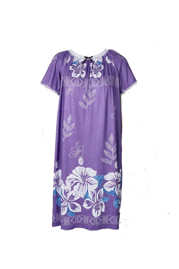 Plus Size Nightgows for Women Soft Cotton Casual Print Long Nightshirt Short Sleeve Scoopneck House Dresses Sleepwear XL-5XL
