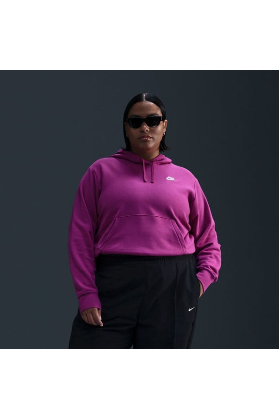 Plus Size Nike Sportswear Club Fleece Hoodie Color: Hot Fuchsia Size: 1X