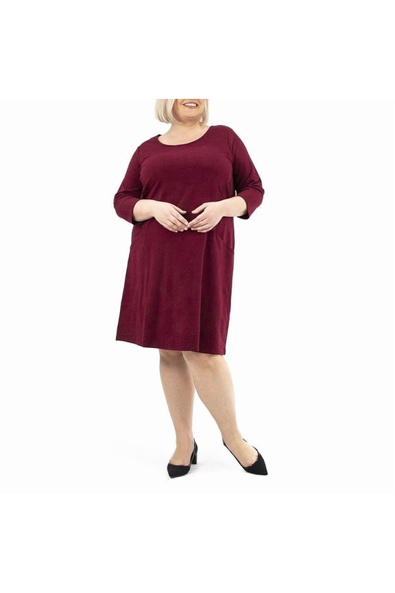 Plus Size Nina Leonard Pocketed Trapeze Dress, Women's, Size: 2XL, Red