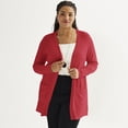 thumbnail image 1 of Plus Size Nine West Essential Pocketed Cardigan Color: Allure Red Size: 2X, 1 of 4