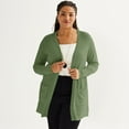thumbnail image 1 of Plus Size Nine West Essential Pocketed Cardigan Color: Camden Green Size: 1X, 1 of 4